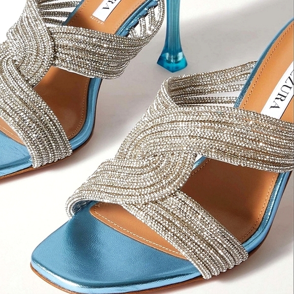 Aquazzura Shoes - 🔥FINAL PRICE DROP🔥 NWT$1,250 Aquazzura Gatsby Blue Silver Mules Heels Sz 37 7
